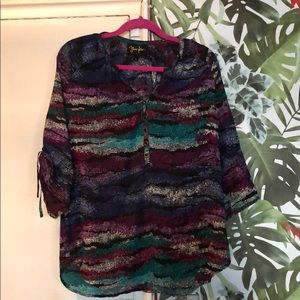 Yum Kim Silk Feel Multi Top with Sleeve Ties